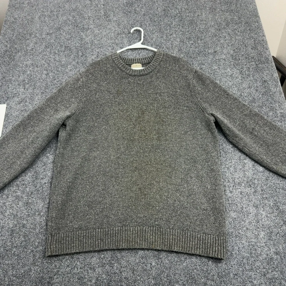 L.L. Bean Sweater Mens XXXL-Tall Gray Lambswool Crewneck Outdoor Classic